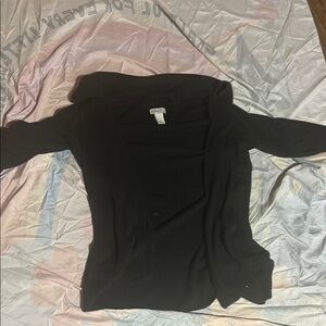 Black Ribbed Open Cardigan